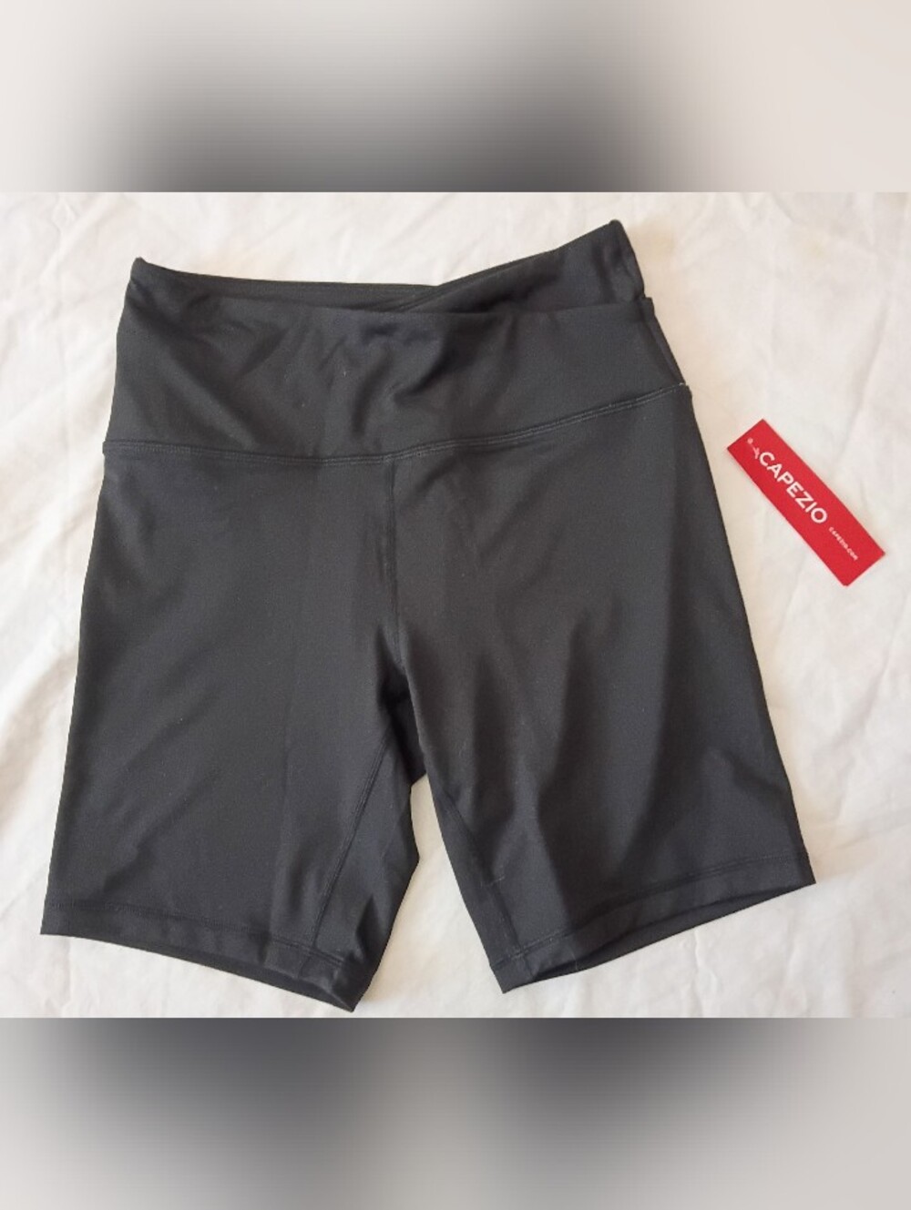 Capezio Black Cross Over Bike Shorts M Dance Cheer Lounge Summer